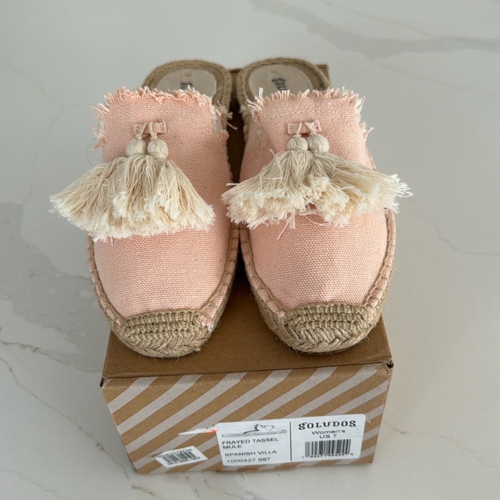 Soludos Frayed Tassel Mule Spanish Villa